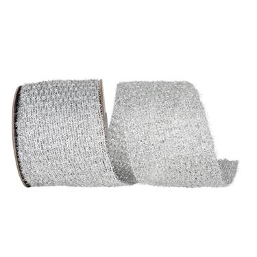 Imagem de Reliant Ribbon Fita de borda com fio metálica com purpurina elástica flexível, prata