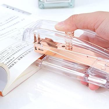 Imagem de Estilo Minimalista Easy Grampeling Grampeador de Mão para Escola de Escritório, Material Metal Acrílico Durável (Rose Gold)