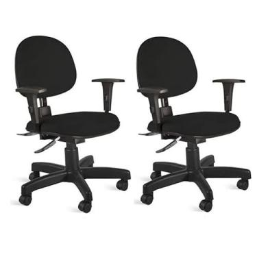 Imagem de Kit 2 Cadeiras de Escritório Executiva Giratória Home Gourmet com Backsystem Braço Ajustável Tecido JSerrano