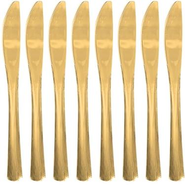 Imagem de Plastic Shiny Metallic Knives - 8" | Gold | 24 Pcs.