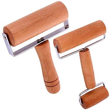 Imagem de Rolo de massa de madeira para pizza, 2 peças, rolo antiaderente para assar vendido pela Lasten