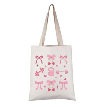 Imagem de VAMSII Presente para amantes da academia, bolsa de treino, bolsa de mão de instrutor de fitness, presente de musculação, Bege