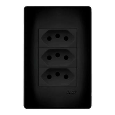 Imagem de Tomada Tripla Preta 2P+T 20A/250V Com Placa Habitat Black - FAME