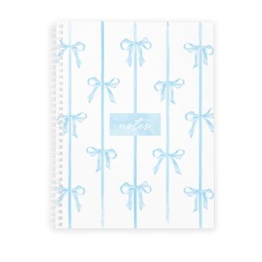 Imagem de Caderno/diário espiral com laço azul 21,6 cm x 28 cm, páginas pautadas em grade de 120 pontos, capa laminada brilhante de laço duplo durável, espiral de arame branco/feito nos EUA