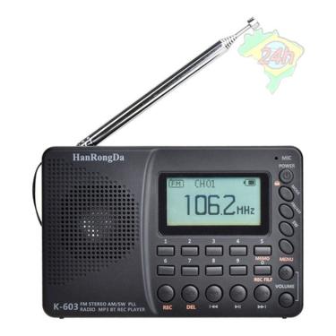 Imagem de Rádio De Bolso Portátil Am/fm/sw/bt/tf Usb Mp Hrd-603 Recarr