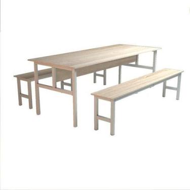 Imagem de Conjunto Mesa para Refeitório 6 Lugares com Bancos Separados - DE ASTR