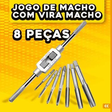 Imagem de Jogo de Macho 8 Peças Com Vira Macho Profissional M3 a M12 Para Fazer 
