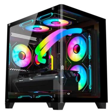 Imagem de Gabinete Gamer Hayom Gb1798 Com 4 Fans Rgb Com Vidro Preto