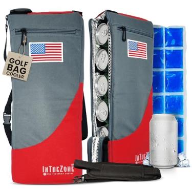 Imagem de Cooler de saco de golfe Frostbox e pacote de gelo | Acessórios de golfe para homens e mulheres | Pacote com 6 (seis) coolers de latas | Traga cerveja e bebidas de casa | Caimento fino, plano e discreto em bolsas | Presentes para homens e mulheres ⛳