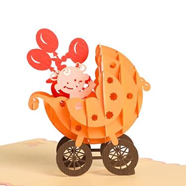 Imagem de CUTE POPUP - Cartão Pop Up de parabéns com o melhor design de carrinho de bebê do mundo 3D, cartões comemorativos, cartões de chá de bebê para bebê, memória surpreendente para batismo, novo nascimento, perfeito para exibição