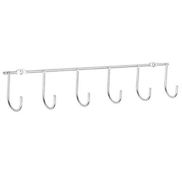 Imagem de Suporte Porta Xícaras Lateral Cromado 6 Ganchos para Fixação em Móvel 