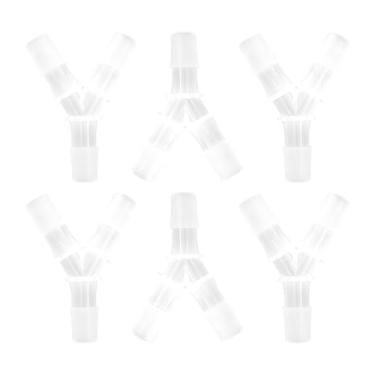 Imagem de AUXBC 6 peças de encaixe de farpa de mangueira de 3/10.2 cm igual farpado, transparente em forma de Y 3 vias União de adaptador de emenda de junta de plástico para tubulação de linha de ar