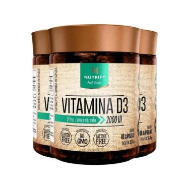Imagem de Kit 3 Vitamin D3 2000 Ui Nutrify 60 Cápsulas