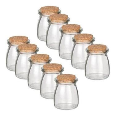 Imagem de 10 Potes Vidro Tampa Rolha Temperos + 24 Etiquetas + Caneta - CM