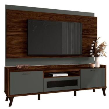Imagem de Rack Com Painel Para 75 Polegadas Sala De Estar Dallas marrom Palisandro- Cinza Régio
