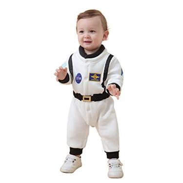 Imagem de LXKIKMM Baby Toddler Boy Astronaut Costume Space Suit Cosplay Party Jumpsuit Halloween Rompers White 3-6 Months