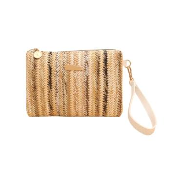 Imagem de SUSOYAOCHEN Bolsa clutch de palha 14 x 19,8 cm, bolsa de mão, bolsa de tecido, bolsas de vime de verão, carteiras com zíper para mulheres, Estilo B, Medium