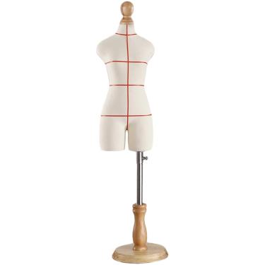 Imagem de Manequins De Manequim Dummy Tailors 1/2 1/3 1/4 Tamanho Mini Pequeno Manequim Feminino Para Costura/modelagem, Forma De Vestido De Meia Escala Com Suporte De Madeira (não Tam, White, 1/2 Model