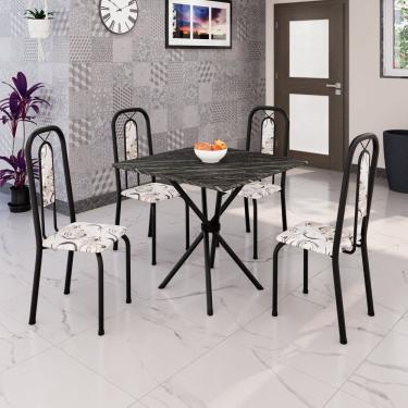 Imagem de Conjunto Sala de Jantar com 4 Cadeiras Lívia Arabesco/ Preto