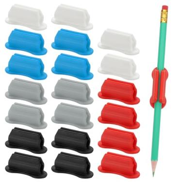 Imagem de PATIKIL 20 suportes de lápis adesivos para mesa, clipe universal de silicone, organizador de canetas de escritório, prancheta, material para professores, multicolorido