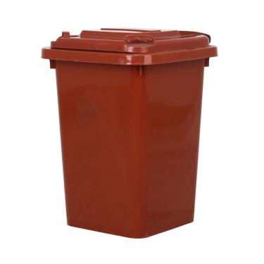 Imagem de Lixeira Externa Com Tampa Lata Lixo Plástico Grande Capacidade Lixeira Cilíndrica Longa Para Triagem Externa 4 Cores Uso(Brown,50L)