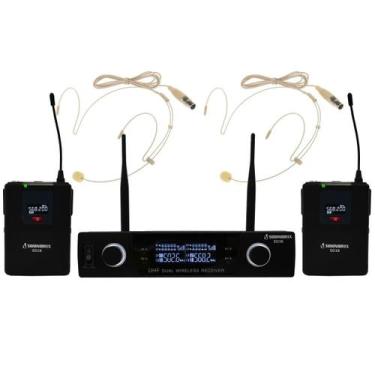 Imagem de Microfone Sem Fio Duplo de Cabeca UHF SD-38BB - Soundrix