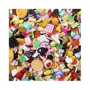 Imagem de 50 pçs Cute Slime Charms Set Mixed Resina Flatback Fazendo Suprimentos para DIY Craft Making e Ornament Scrapbooking Beads Sortidas Doces Frutas Bolo Ornamento