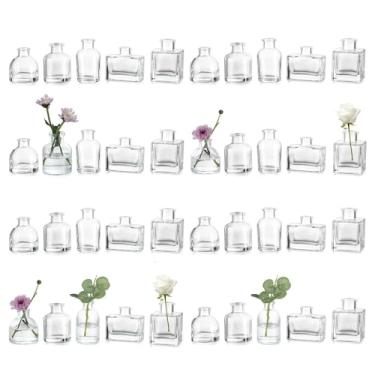 Imagem de Glasseam Bud Vases a granel 40: Vasos de vidro transparente para centros de mesa, vasos pequenos fofos para flores, mini vasos de flores decorativos minúsculos vasos de mesa para decoração de mesa,