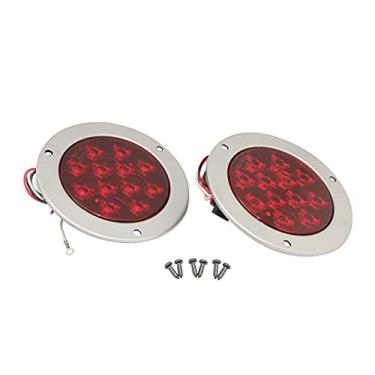 Imagem de MAXXHAUL 50585 Par de luzes LED de 10 cm com anel de bisel de aço inoxidável para trailers de 12 V CC, trailers, caravanas, barcos e caminhões