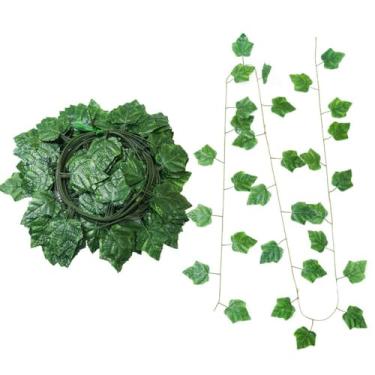 Imagem de Guirlanda de hera artificial, pacote com 12 – plantas de videira falsas de 222 cm com folhas de seda e hastes de plástico, plantas penduradas, videiras, decoração interna/externa para casa, casamento