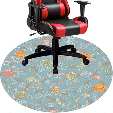 Imagem de Tapete de cadeira de escritório com flores, textura de flor, tapete de cadeira de mesa para piso de madeira de escritório em casa, protetor de piso de pilha baixa, redondo 119 cm