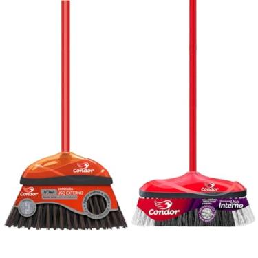Imagem de Kit Limpeza 1 Vassoura Varre Muito 1 Vassoura Piaçava Externa Com Cabo Condor