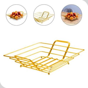 Imagem de Fruteira de mesa quadrada dourado fosco decoração - Arthi