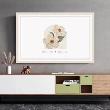 Imagem de Capa de TV interna para LCD LED moderna decorativa capa contra poeira de tecido de poliéster macio capas de tela de televisão capa de TV elástica montada na parede decoração de casa - flor 1||55