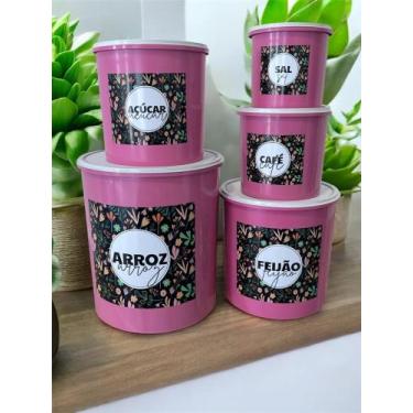 Imagem de kit 5 pecas mantimentos potes plástico vasilhas armazenamento - loplas