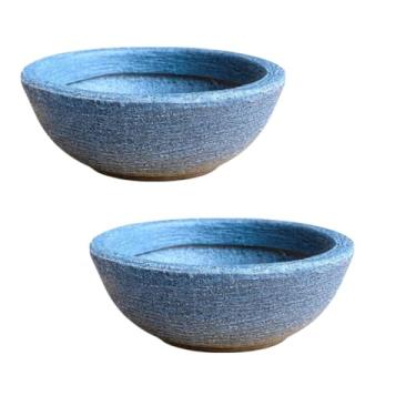 Imagem de vaso para plantas e flores mini cuia bacia 22cm cactos suculentas decoração (Azul, 2 unidades)