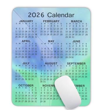 Imagem de Mouse pad com calendário, calendário geométrico, edição vertical, mouse pad com design personalizado, base de borracha antiderrapante para escritório, casa, laptop, viagem, 24 x 20 x 0,3 cm