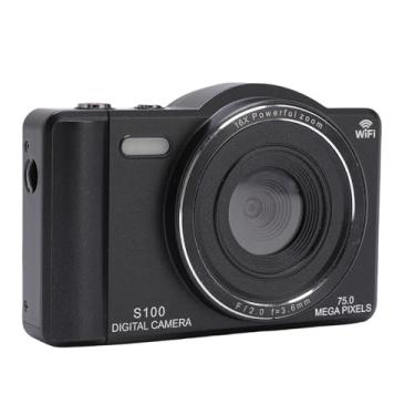 Imagem de Dpofirs Câmera Digital HD, 4K 75MP UHD LENS DUALFOCURA AutoFocus WiFi 16x Câmera de Viagem Compact Zoom para Selfies, Cartão de Memória de 32 GB Incluído (32GB)