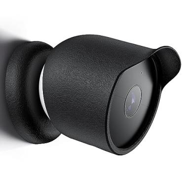 Imagem de Capa de silicone compatível com sistema de câmera de segurança doméstica de bateria Google Nest Cam, capa protetora à prova d'água de silicone leve e durável para Google Nest Cam, preta
