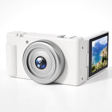 Imagem de Jiawu Câmera Digital para Fotografia, Câmeras de Vídeo Wi -Fi de 5k 80MP, Câmeras de Vlogging de Foco Automático de 2,8 Polegadas de 180 ° Com Zoom Digital 18x para YouTube, Viagens (WHITE)