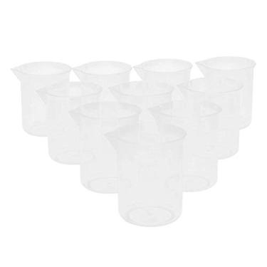 Imagem de 10 peças de copos medidores de plástico graduados recipiente líquido - transparente, 100 ml