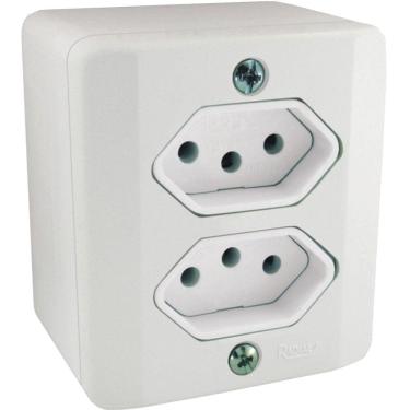 Imagem de Tomada Dupla 3 Pólos (2P+T) 10a Sistema X Branco Radial