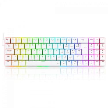 Imagem de Teclado Mecânico Gamer Redragon Ashe Lunar White, RGB, Low-Profile, Switch Red, ABNT2, Branco