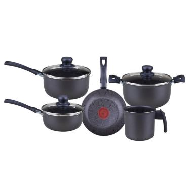 Imagem de Conjunto de Panelas com 5 Peças Antiaderente Pratic Rochedo Cinza