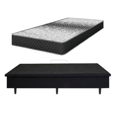Imagem de Cama Box Solteiro MGA Lift com Baú e Pistão a Gás + Colchão Umaflex Thor Espuma D33 19x88x188cm – Preta e Cinza