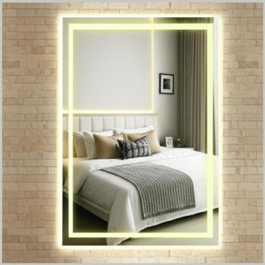 Imagem de Espelho Retangular Touch Jateado Com Led 90x60 Banheiro Luxo - Group R