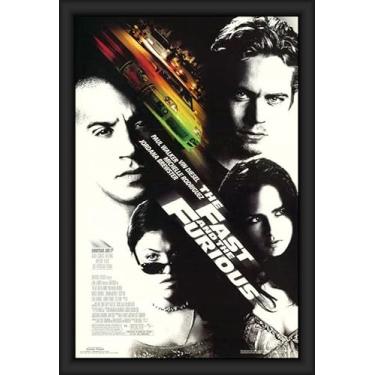 Imagem de BUY ART FOR LESS Pôster de arte emoldurado vintage oficialmente licenciado Velozes e Furiosos - Uma folha - 61 x 91 cm - Moldura de madeira projetada resistente com vidro plexi - Pronto para pendurar