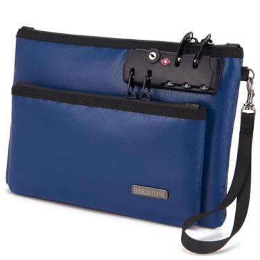 Imagem de Bolsa de dinheiro à prova de fogo com fechadura, bolsa de dinheiro de camada dupla, bolsa de armazenamento valiosa, cofre à prova de fogo, bolsa de dinheiro com zíper (azul, pequeno)