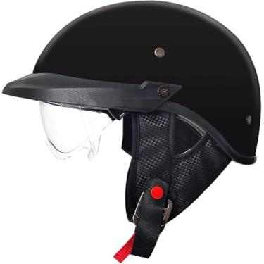 Imagem de Capacete Aberto Alemão Vintage Motocicleta Retro Meio Capacete Ece Aprovado Com Protetor Solar Boné De Beisebol Capacete Adulto Homens Mulheres Boné Crânio Para Scooter Ciclomotor, 6, L