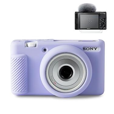 Imagem de Pocoukate Capa para câmera Vlog Sony ZV-1F, ZV-1 II/ZV-1M2, capa de silicone para câmera ZV1F, ajuste fino antiarranhões com protetor de tela ZV1 F - cor lilás